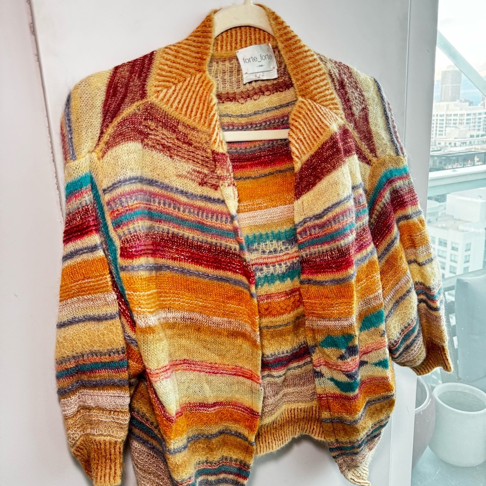 FORTE FORTE striped pattern knit cardigan - Picture 4 of 6